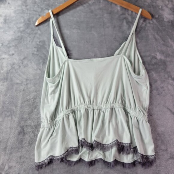 Womens Green‎ Peplum Cami Top Scallop Lace Trim Sleeveless Casual lace cami Vibe - Picture 8 of 9